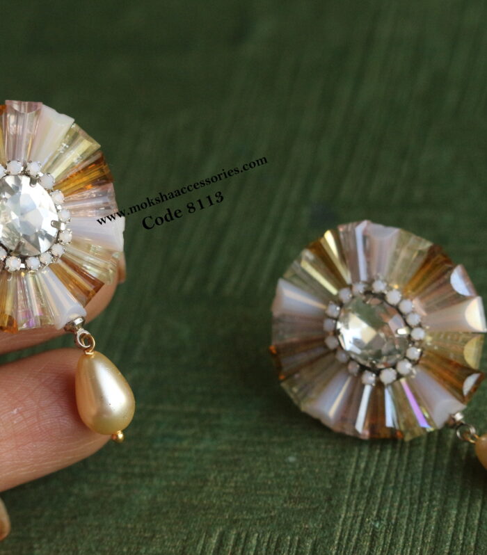 Beaded golden studs with pearl drop