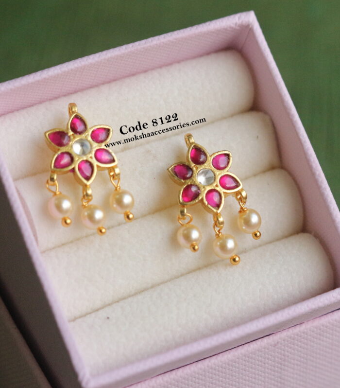 Jadaukundan studs with sarvoski drops