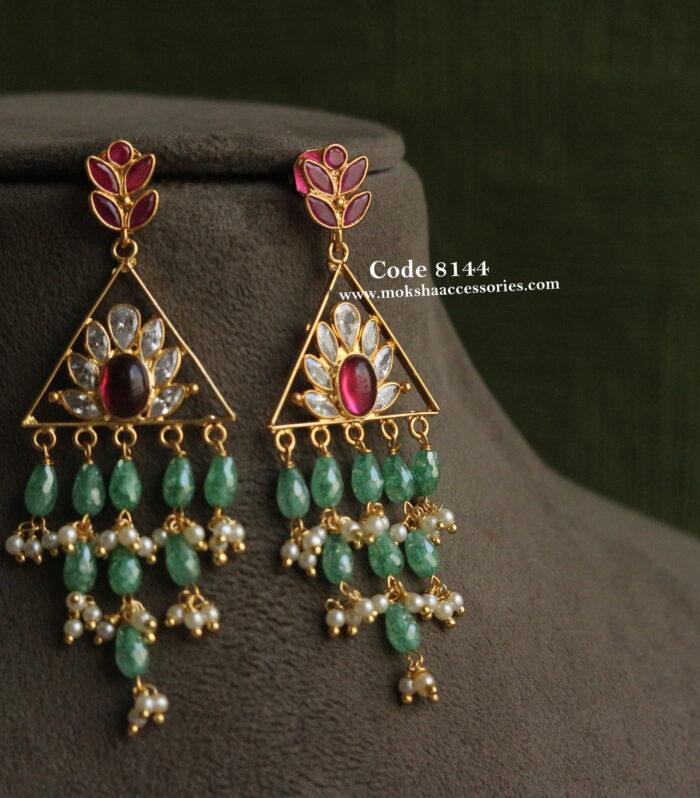 Real pumpkin cz earrings with real cz crush beads