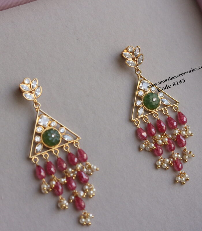 Real pumpkin cz earrings with real cz crush beads