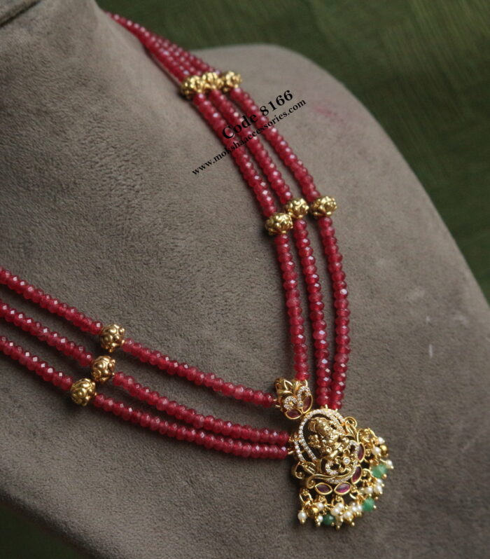 Lakshmi devi pendant with ruby and antique gold balls