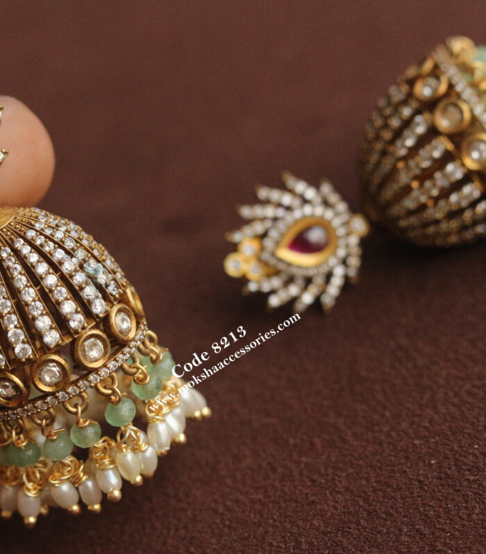 Antique gold jhumki
