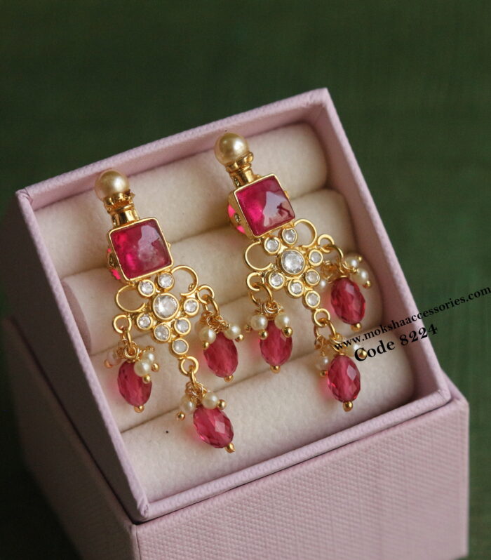 CZ ruby earrings