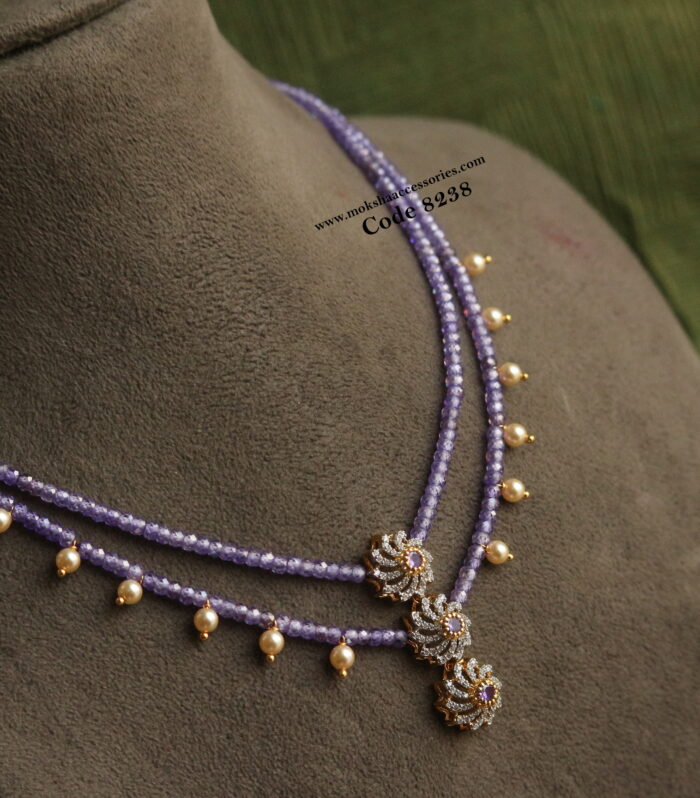 CZ pendant with real cz beads and pearls