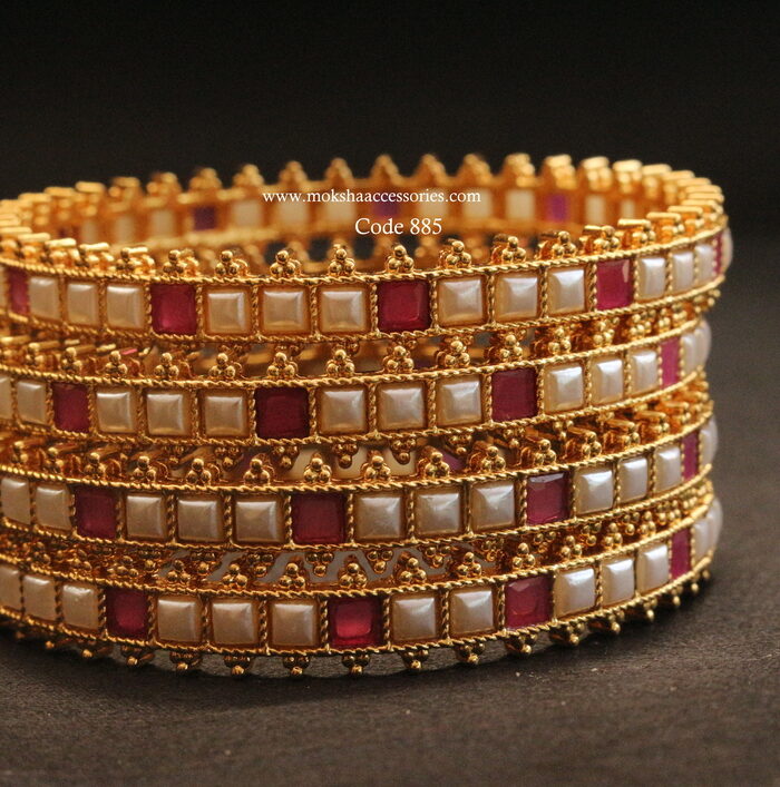 Pearl and ruby bangles   2.6 - 2 , available