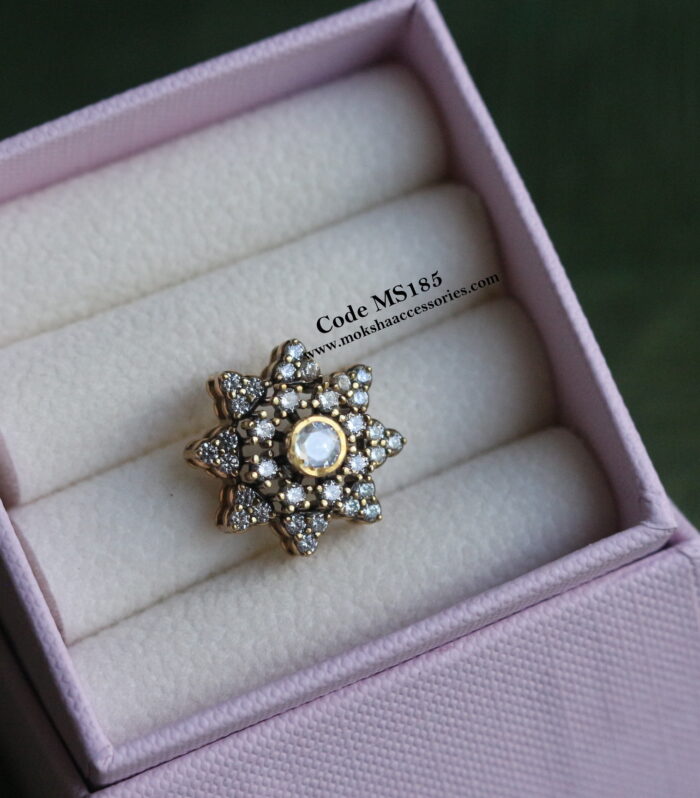 92.5 silver CZ and mozonite stone pendant without direct hook (Customisation required) (3 gms)