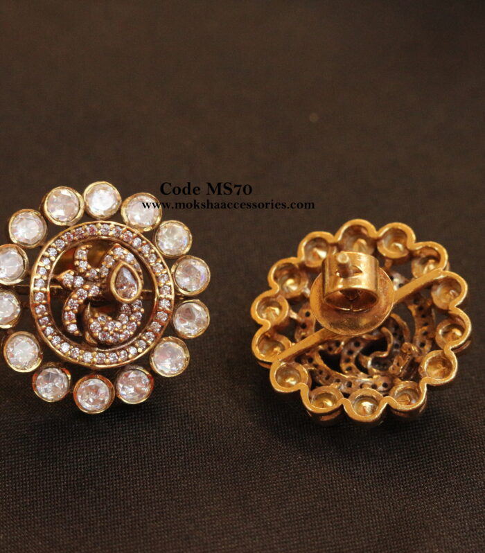 92.5 silver peacock mozonite stone studs (8.6 gms)