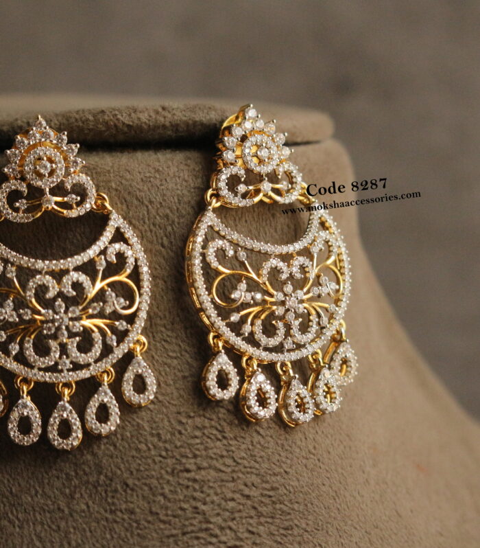 Diamond alike cz chandbali earrings