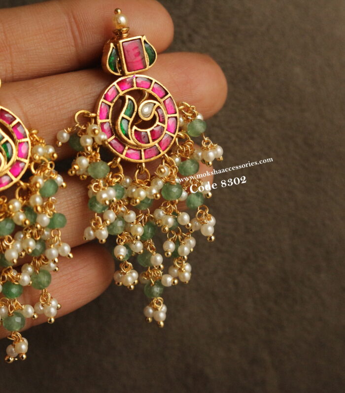 Jadaukundan chandbali earrings