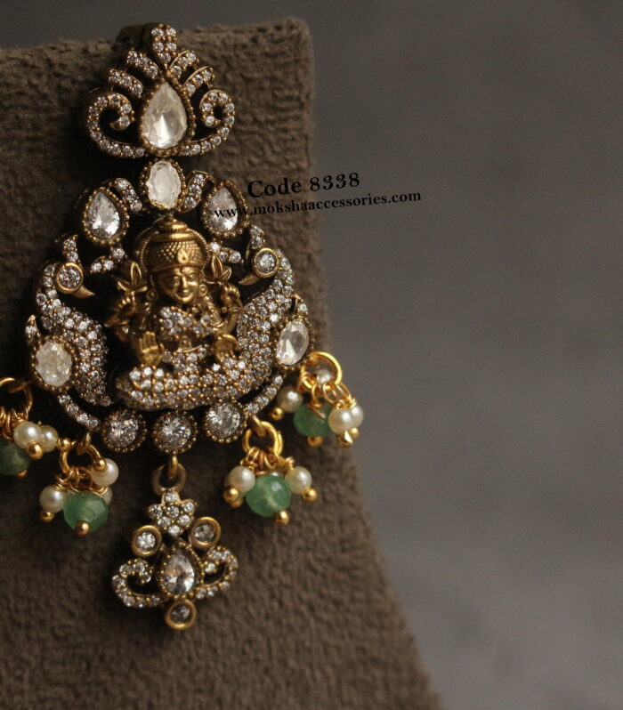 Lakshmi devi pendant with mozonite stones
