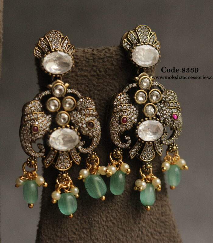 Victorian earrings with mozonite stones