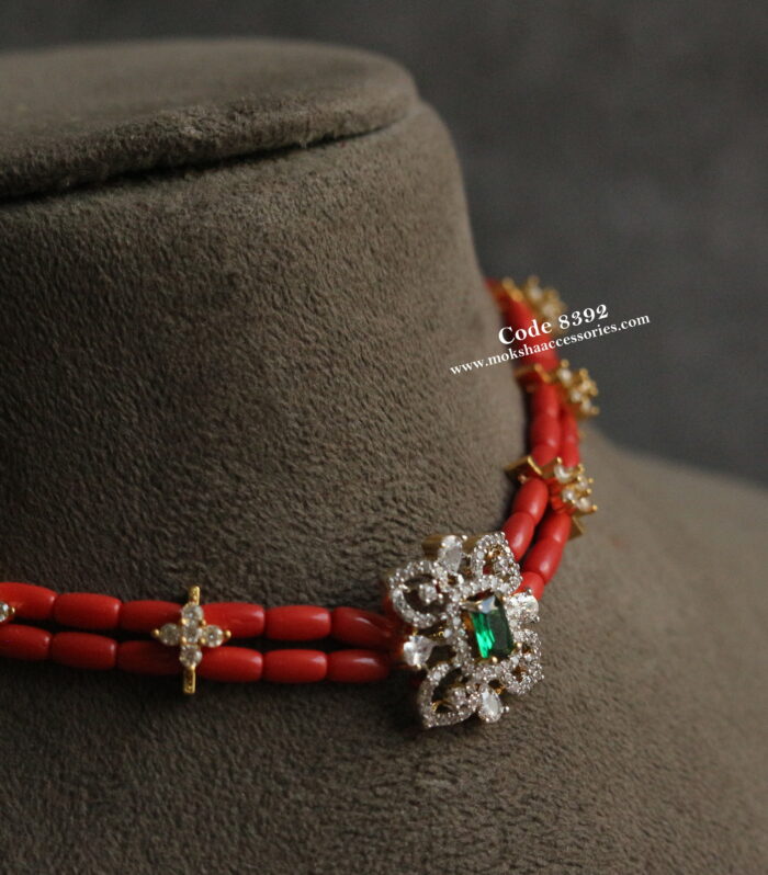 CZ pendants with coral beads