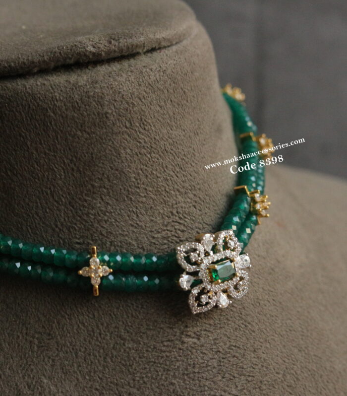 CZ pendants with green beads