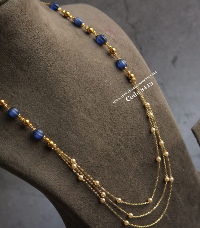 Gold chain with purple strawbery beads and sarvoski pearls