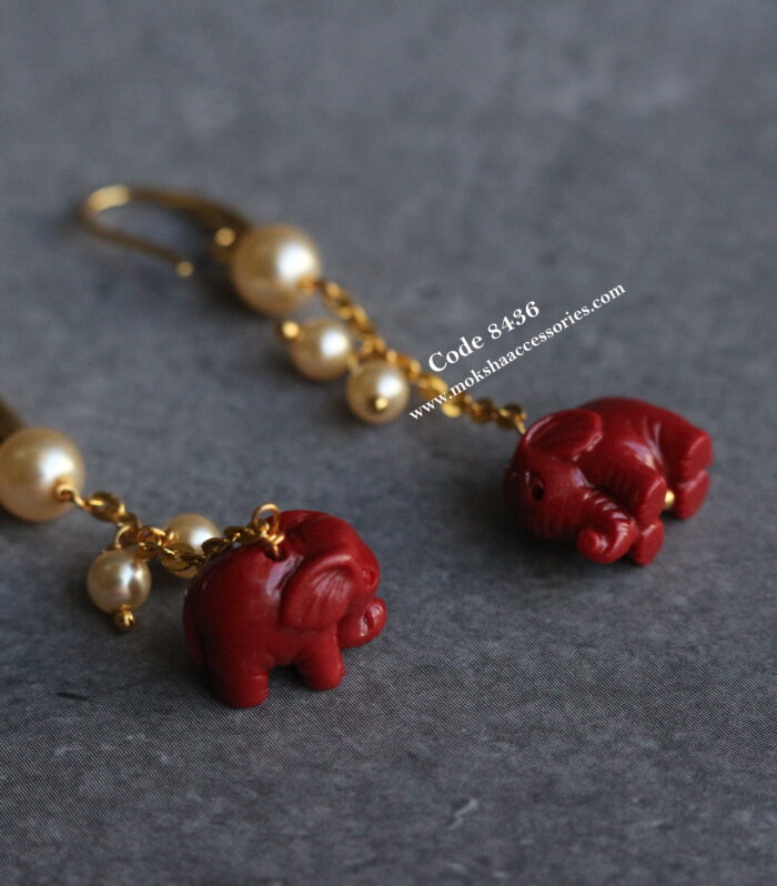 Gold chain with elephant earrings