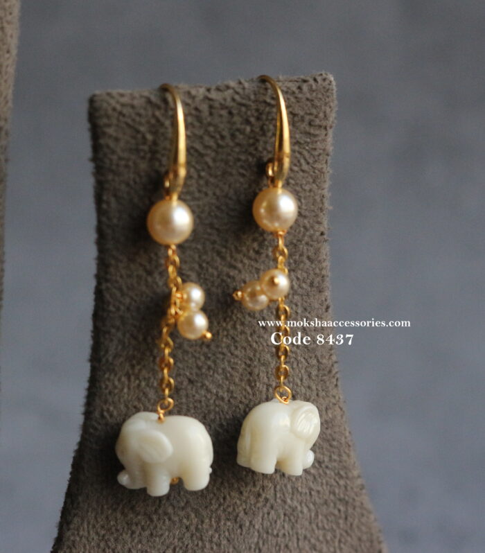 Gold chain with elephant earrings