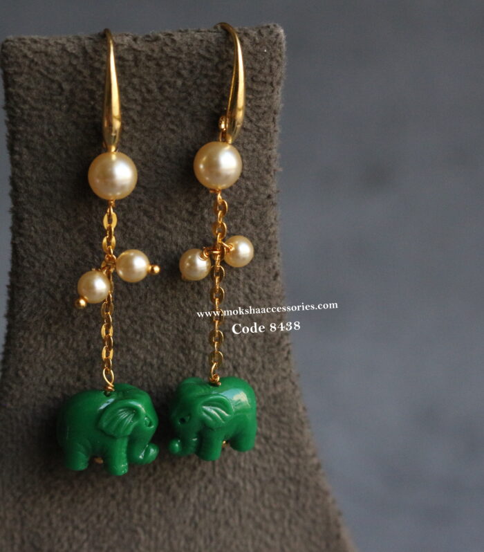 Gold chain with elephant earrings