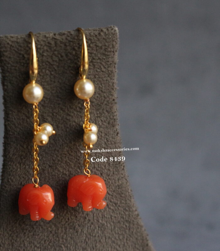 Gold chain with elephant earrings