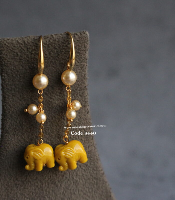 Gold chain with elephant earrings