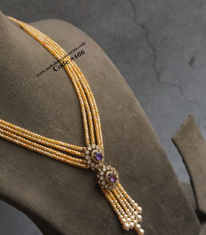 Antique pendant set with real cz lite orange beads mala