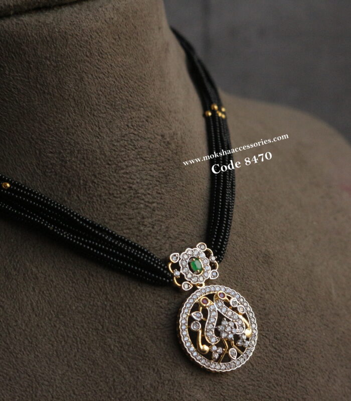 GJ pendant with black beads and gold balls