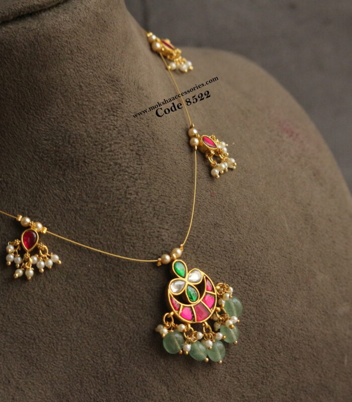 Jadaukundan pendants with invisible chain