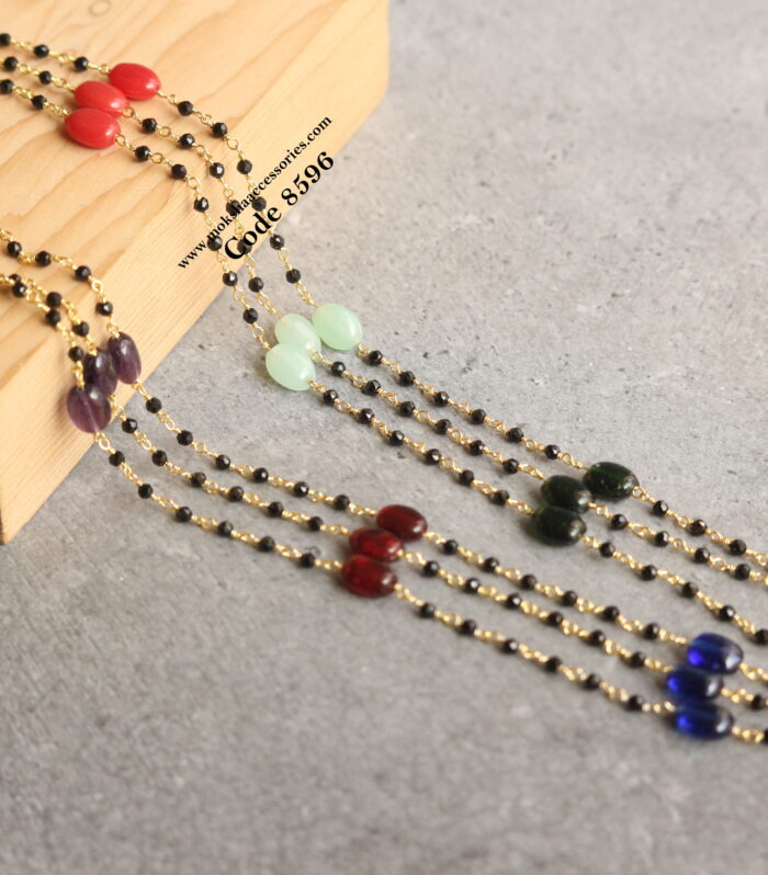 Black beads with navrathan beads
