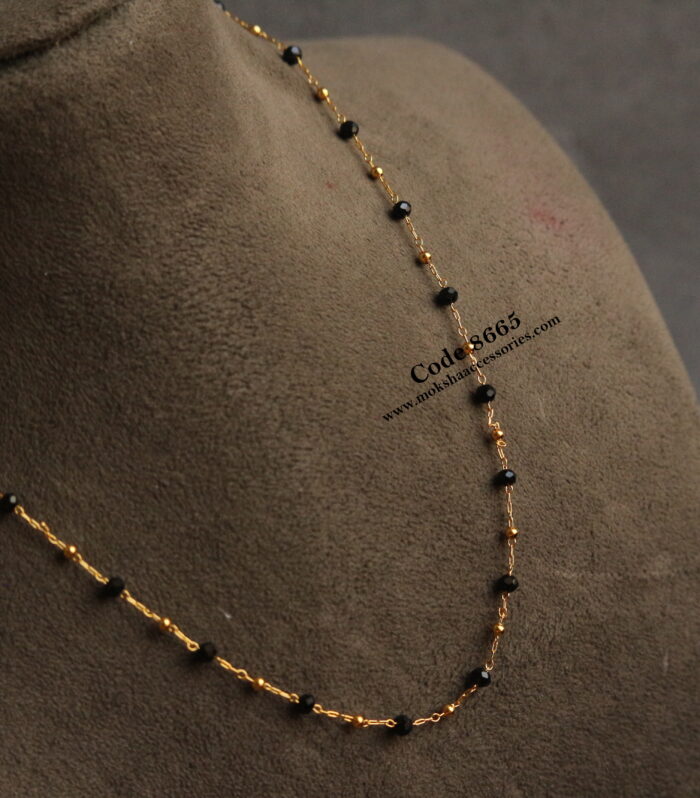 Black beads and gold balls chain