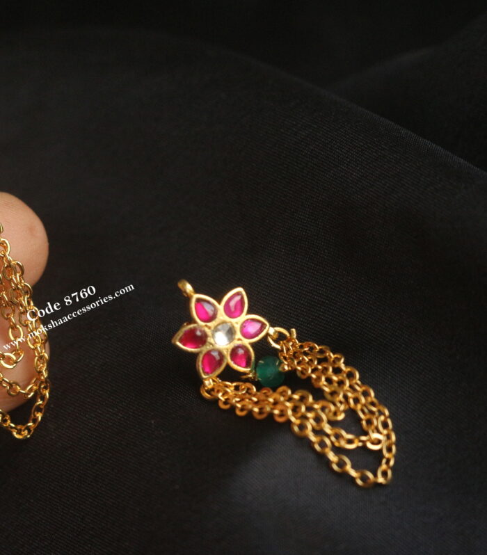 Jadaukundan earrings with gold layer chain