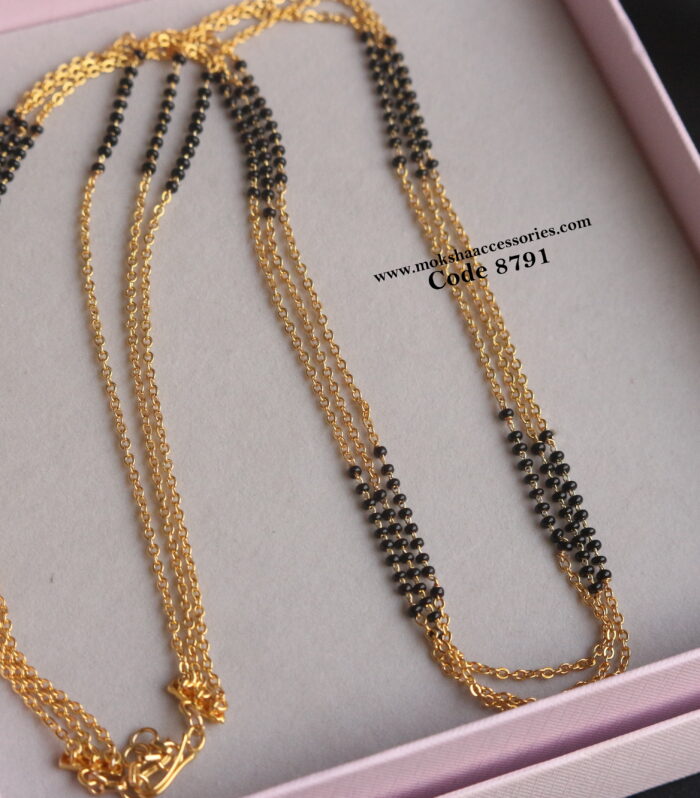 Chandra haram gold chain with black beads