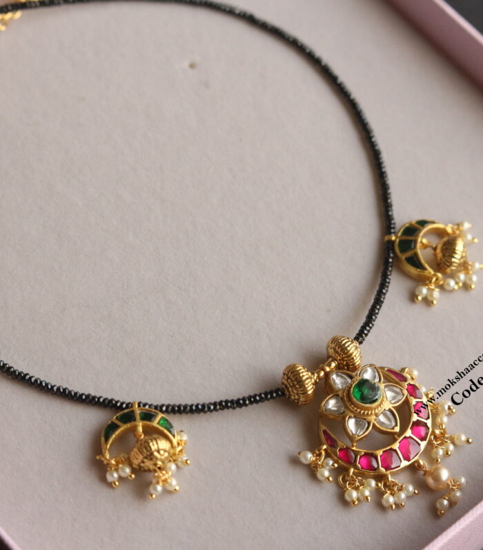 Real black diamonds with jadaukundan pendants