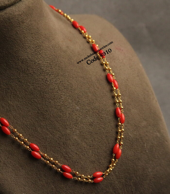 Gold chain with corals mala