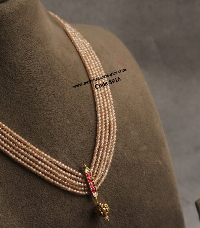 Jadaukundan pendant with real cz beads