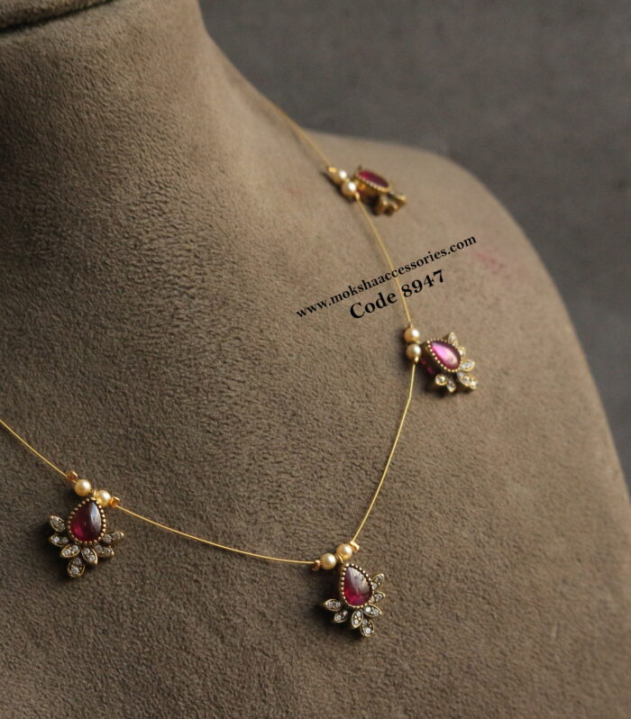 Ruby victorian pendants with invisible chain