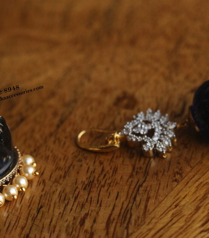 Glass jhumki with pearl drops