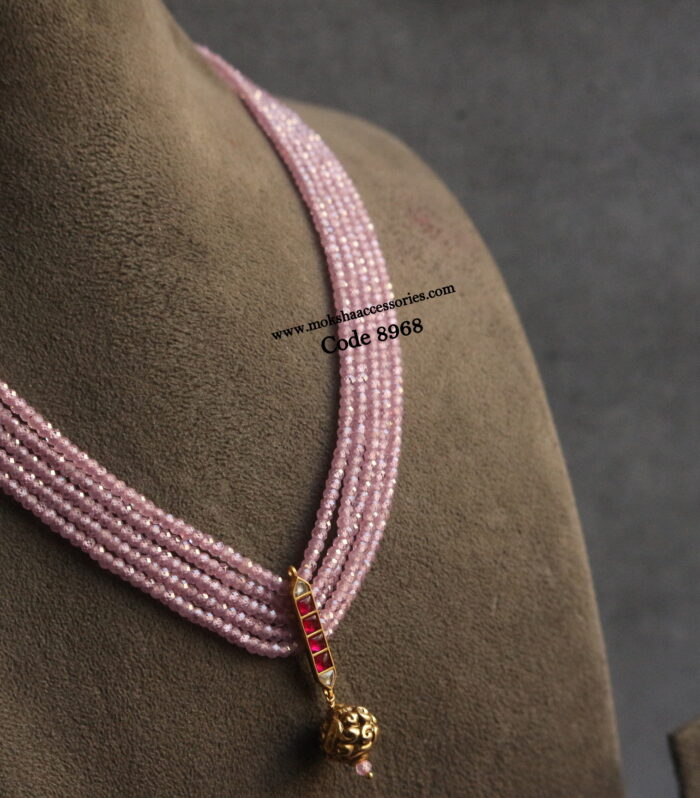 Real cz beads with jadaukundan pendant