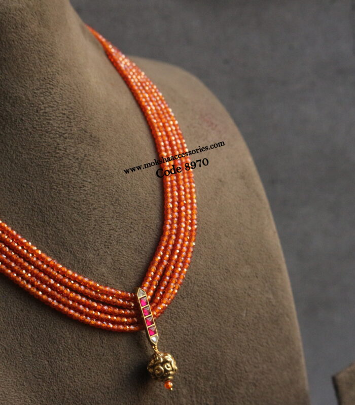 Real cz beads with jadaukundan pendant