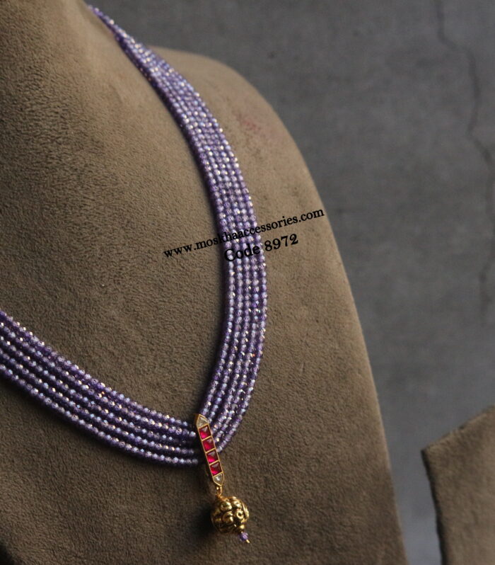 Real cz beads with jadaukundan pendant