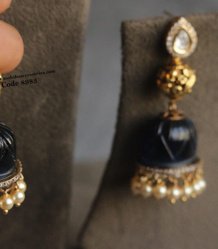Glass jhumki with cz studs