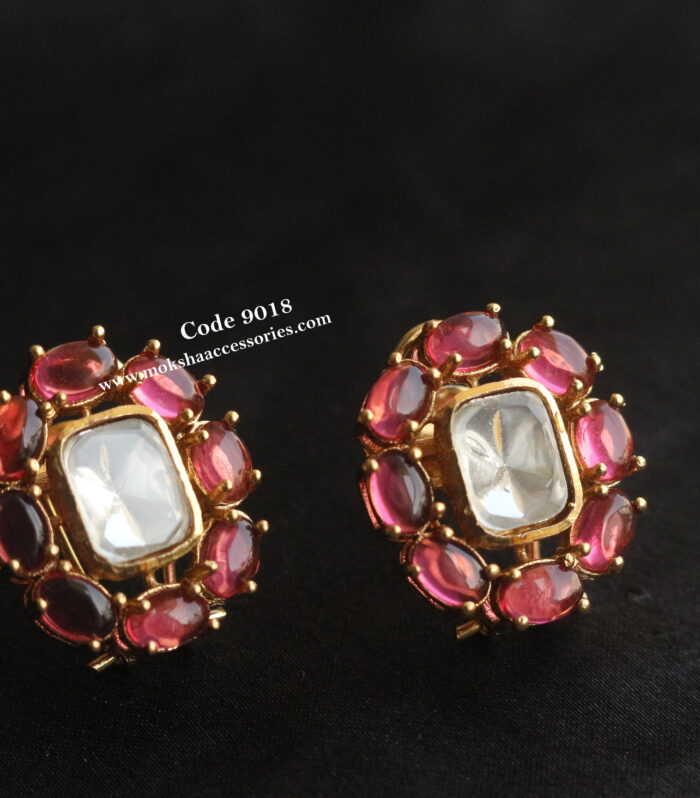 Ruby stone kundan studs