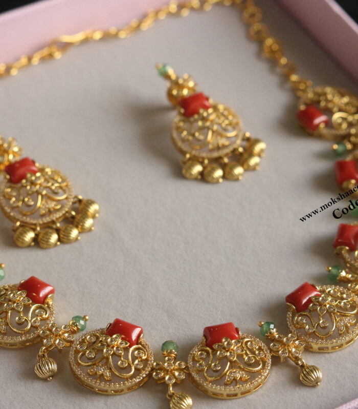 Coral cz neckset