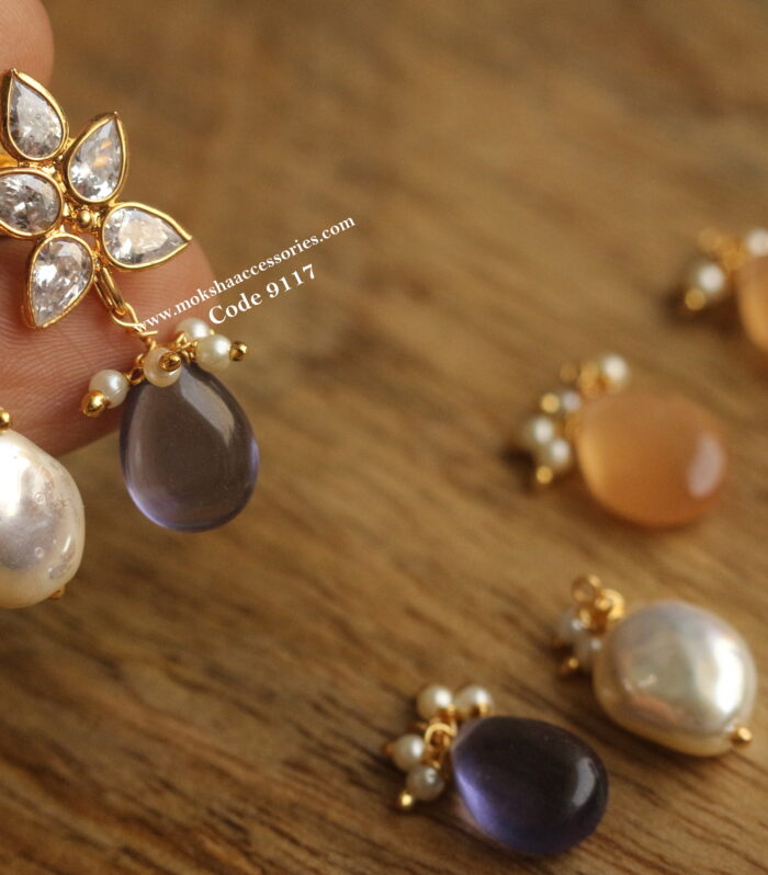 CZ changeable back screw studs with 3 color drops