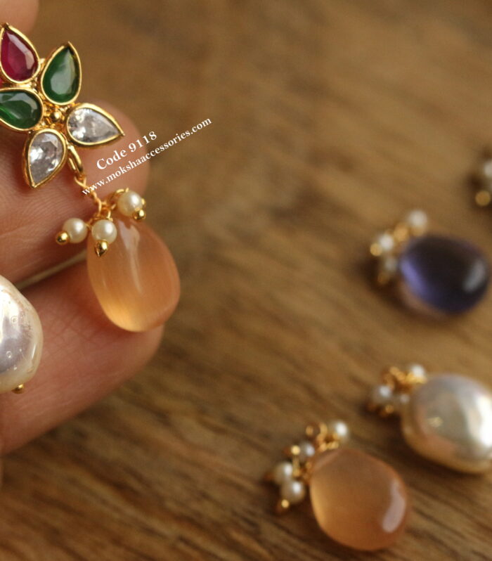 CZ changeable back screw studs with 3 color drops