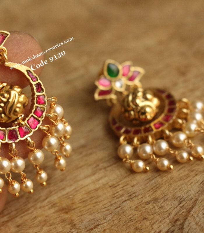 Jadaukundan chandbali earrings