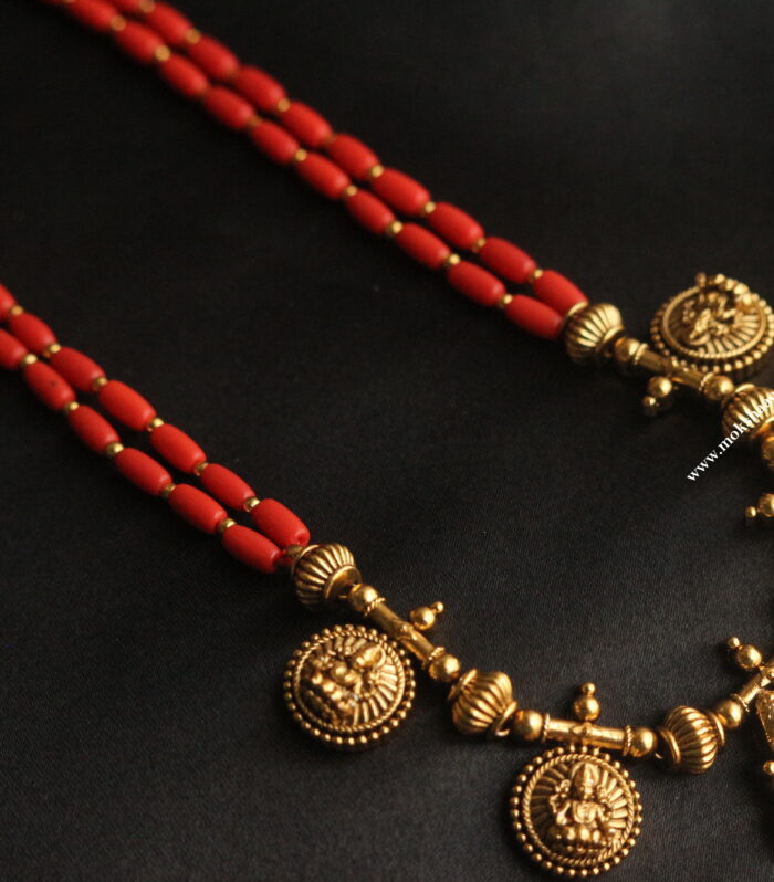 Nakshi pendant with corals and gold balls