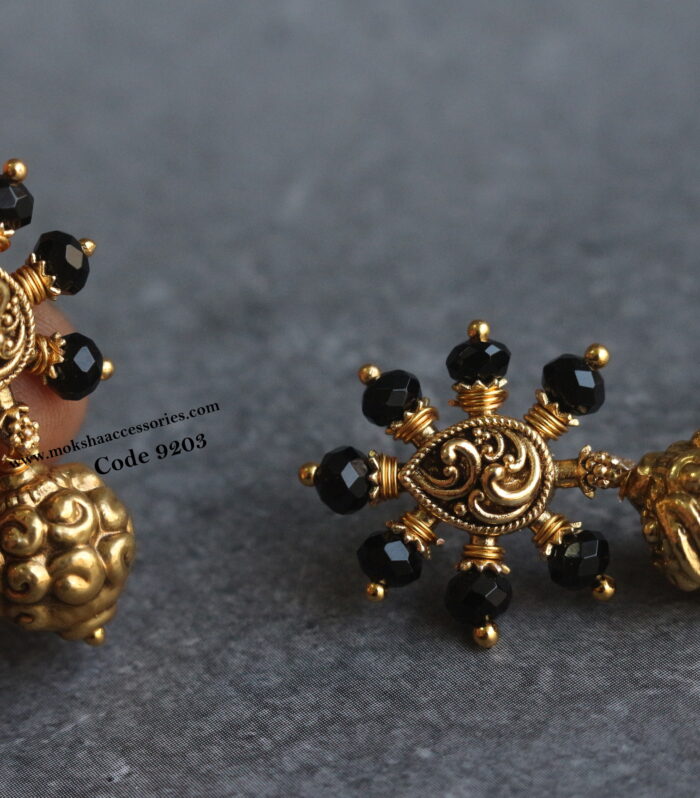 Nakshi studs with antique gold drops