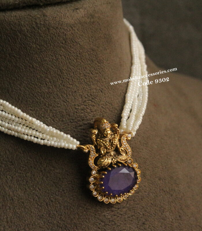 Lakshmi devi pendant with pearl choker