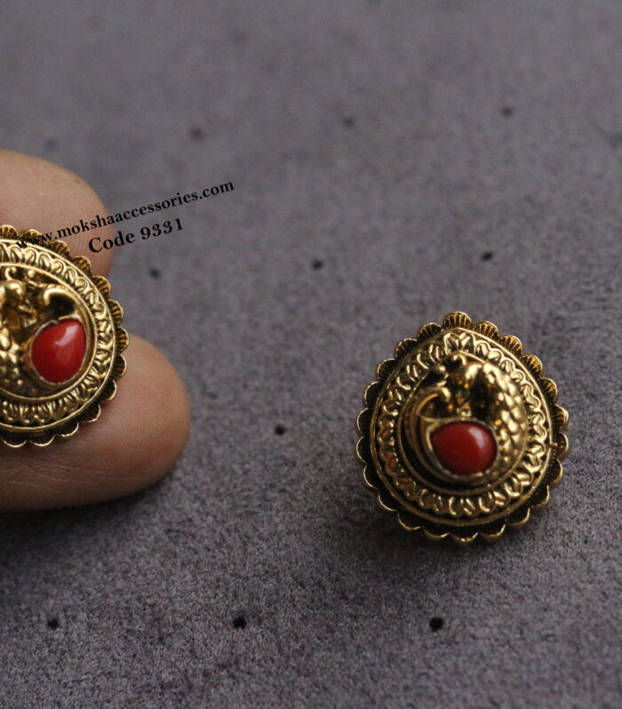 Coral nakshi studs