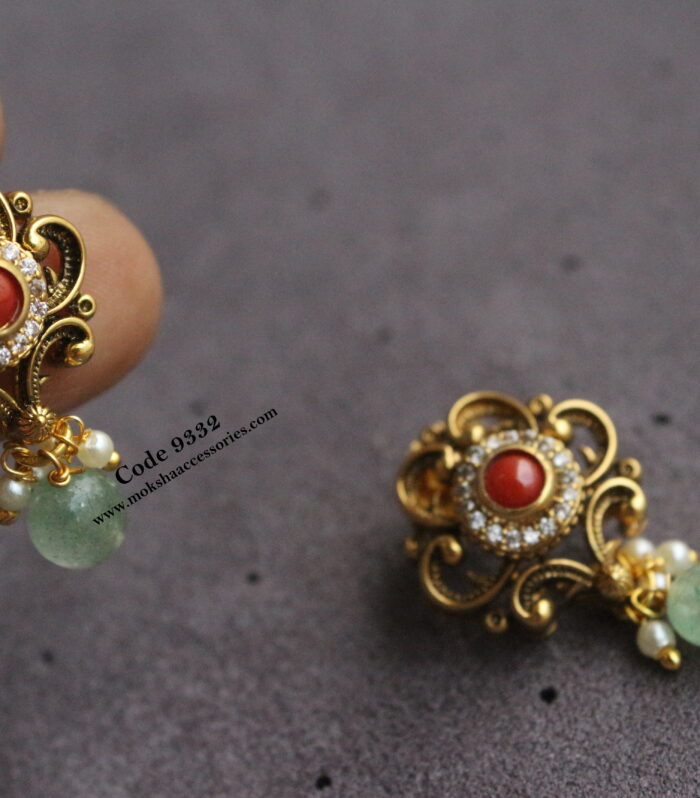 Coral nakshi studs