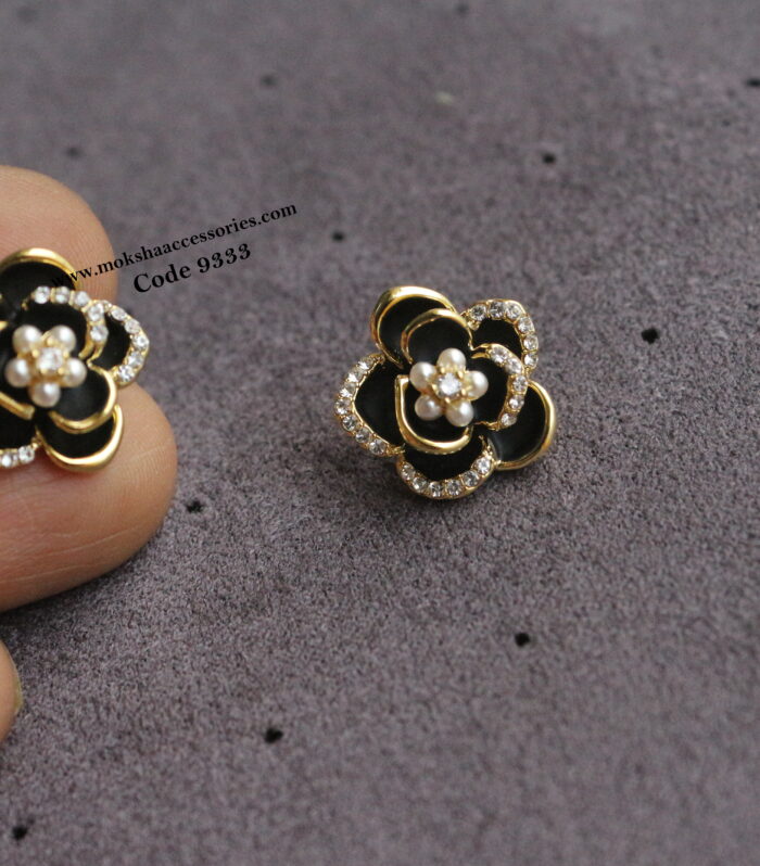 CZ black enamel studs